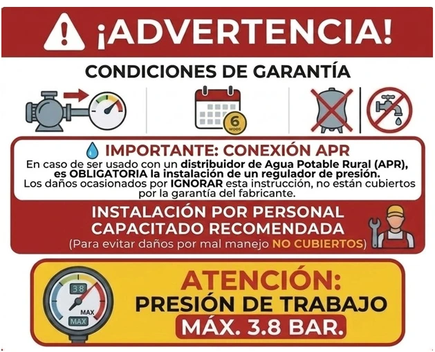 ¡ADVERTENCIA SOBRE LA GARANTÍA!
